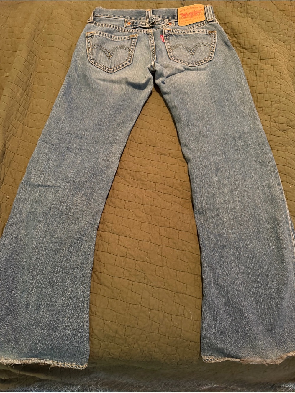 Vintage Y2K Levis Type 1 Low Slouch Womens Jeans 7M Bootcut Back Buckle Flared